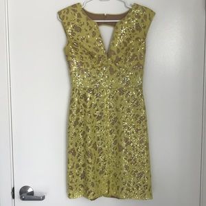 BCBG MAX AZRIA Chiffon Sequin Cutout Mini Dress